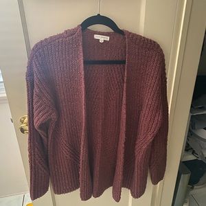 Maroon cable knit cardigan
